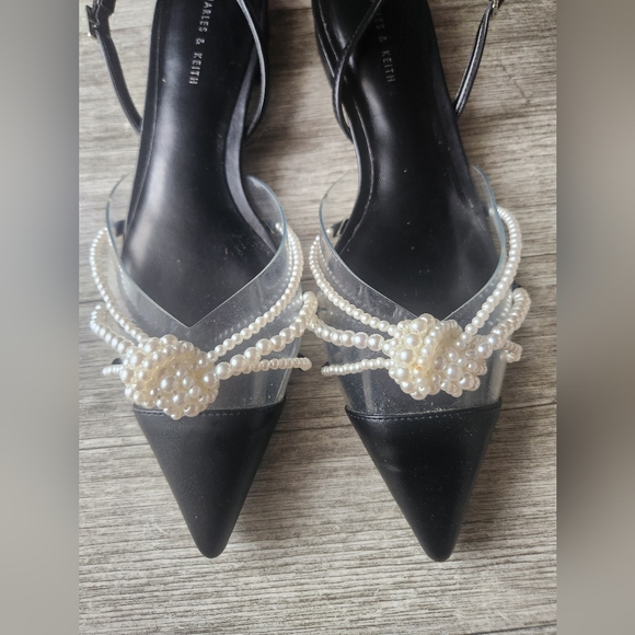 Charles & Keith Faux Pearl Beaded Slingback Flats - Picture 6 of 9